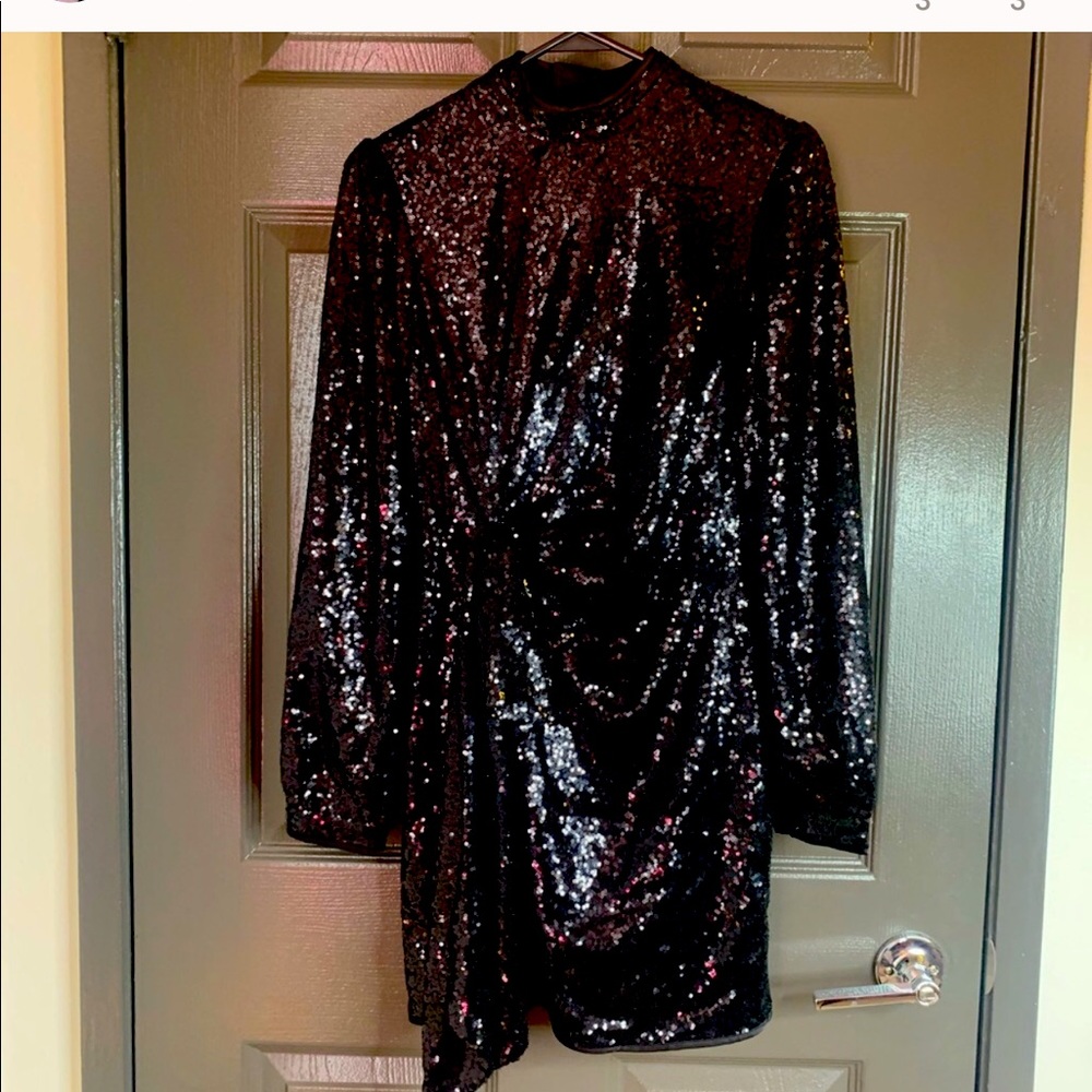 Pretty little thing black sequin mini dress
